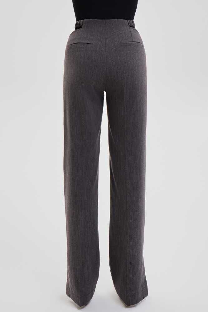 Women's Cutout Waist Slit Trousers (Beige)
