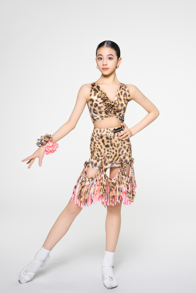 Girls' Floral Sleeveless Crop Top (with Two Wrist Corsages / Coffee with Yellow & Blue)#250616