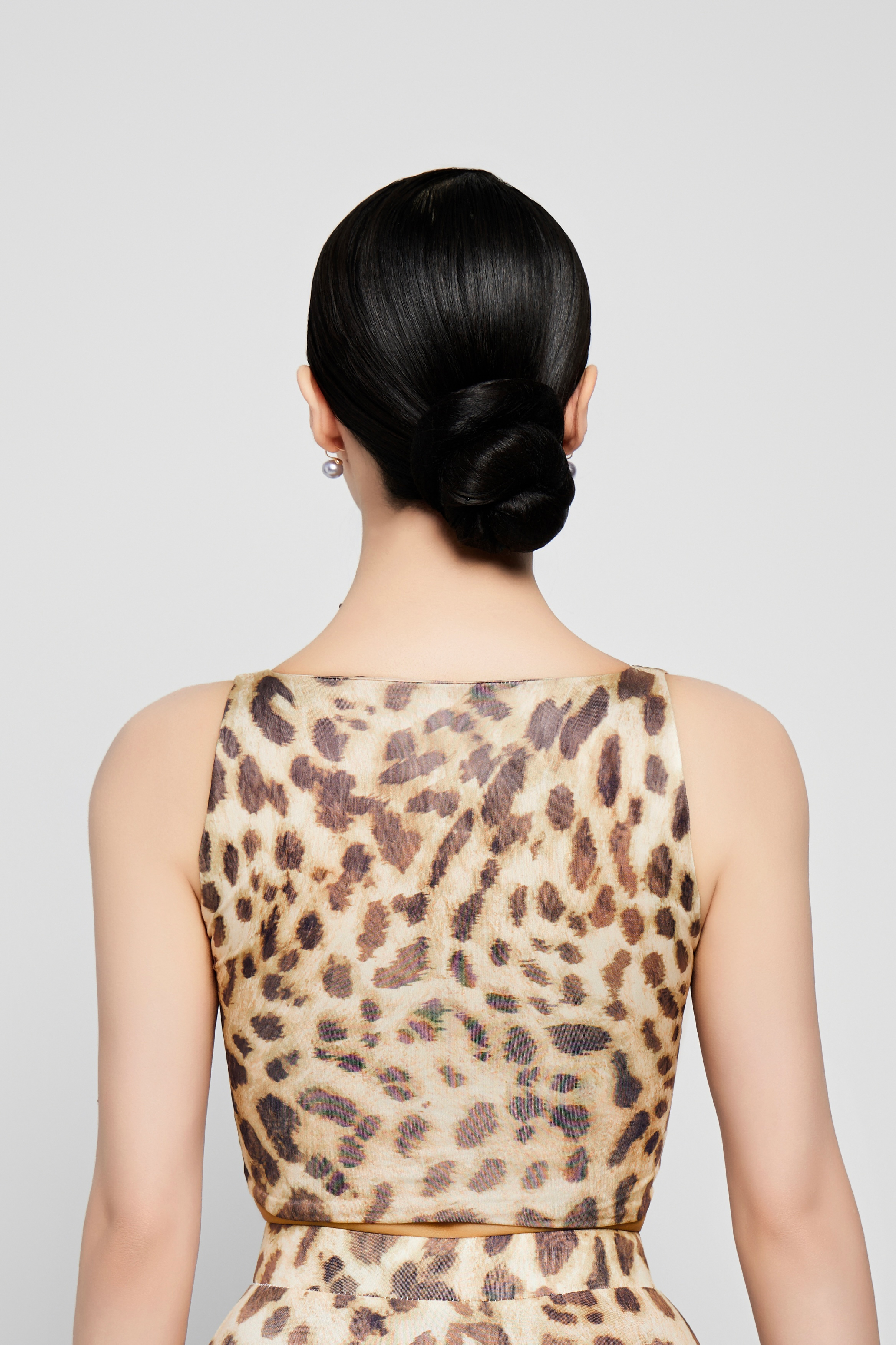 Women's Floral Sleeveless Crop Top (with Two Wrist Corsages / Coffee with Yellow & Blue）#250604