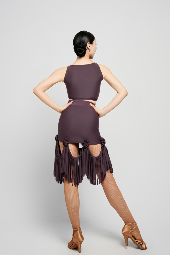 Women's Floral Sleeveless Crop Top (with Two Wrist Corsages / Coffee with Yellow & Blue）