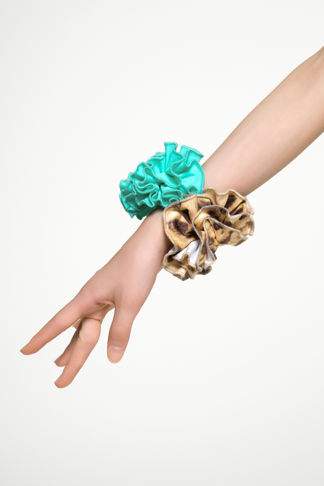 Girls' Floral Sleeveless Crop Top (with Two Wrist Corsages / Coffee with Yellow & Blue)#250616