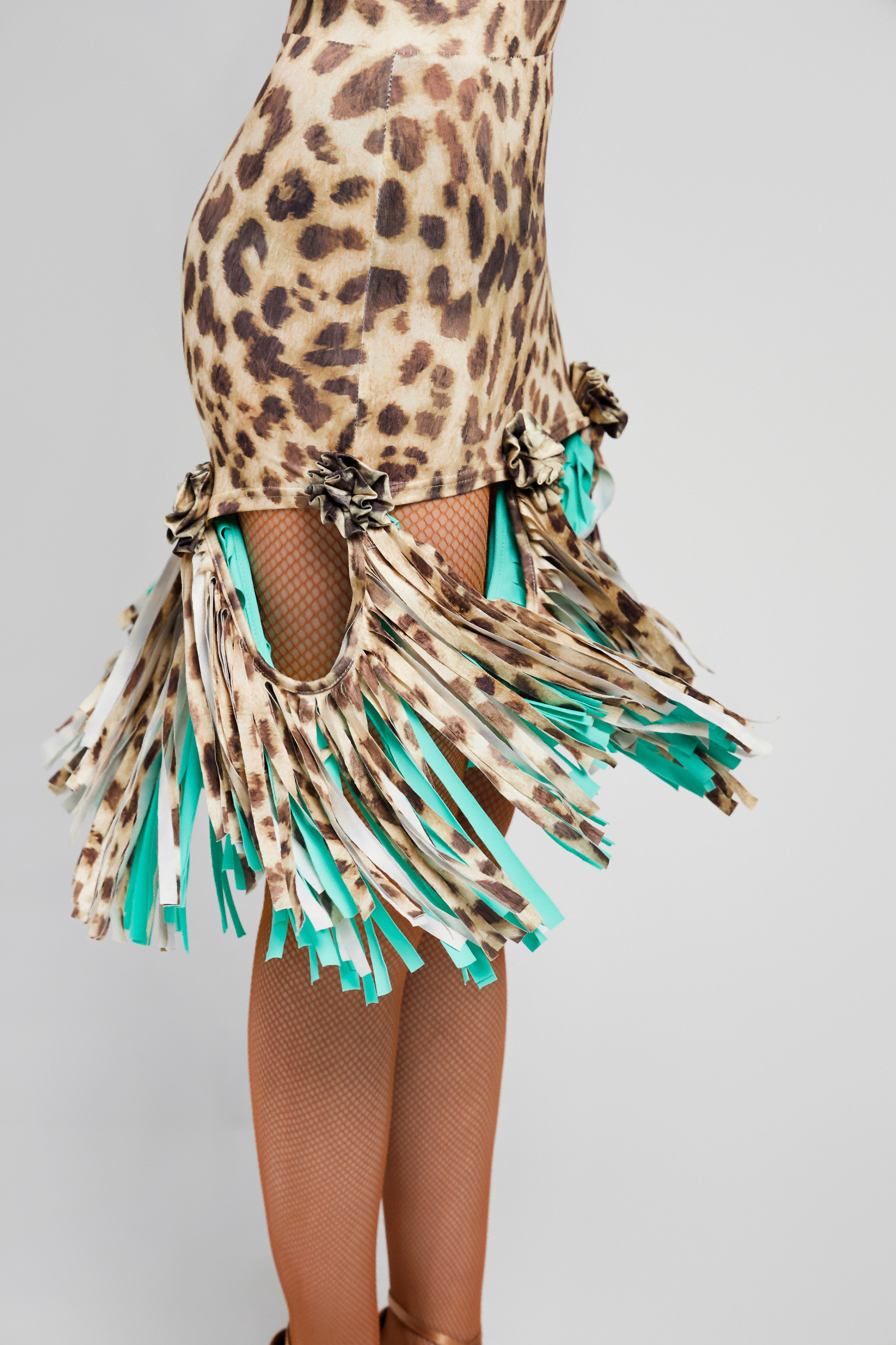 Women's Floral Strap Color-Changeable Fringe Skirt (with Undershorts / Coffee with Yellow & Blue)#250603