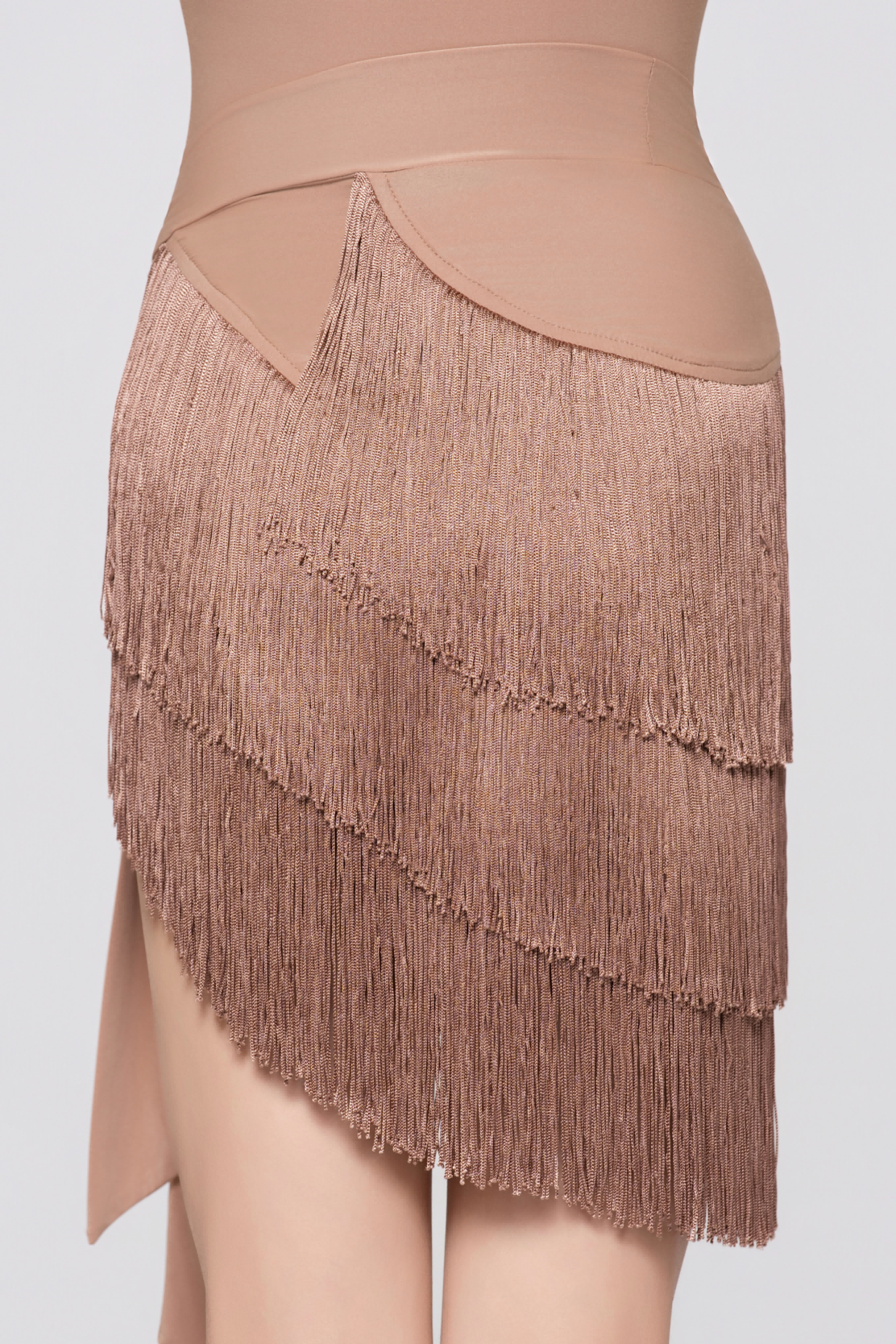 Girls' Barely-There Ultra-Lightweight Three-Layer Fringed Tie-Waist Skirt (Nude)