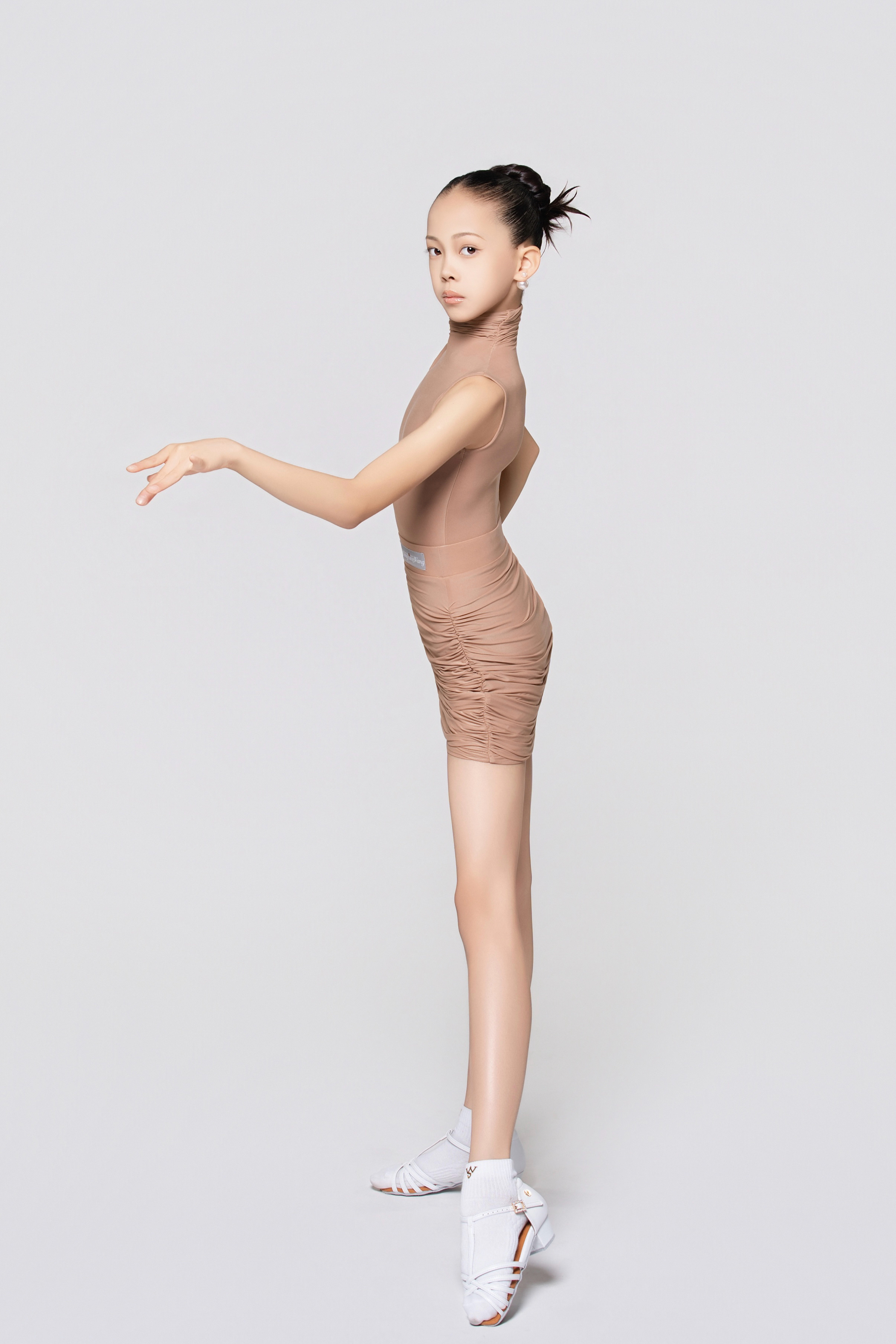 Girls' Barely-There Ultra-Lightweight Ruched Skirt (Nude)