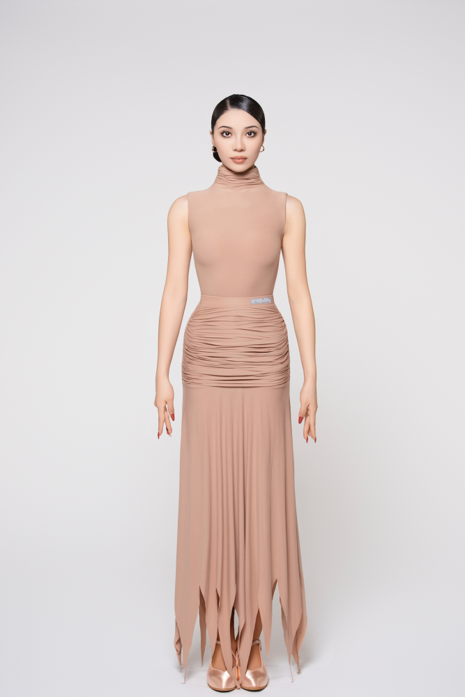 Women's Barely-There Ultra-Lightweight High-Neck Ruched Sleeveless Bodysuit (Nude)