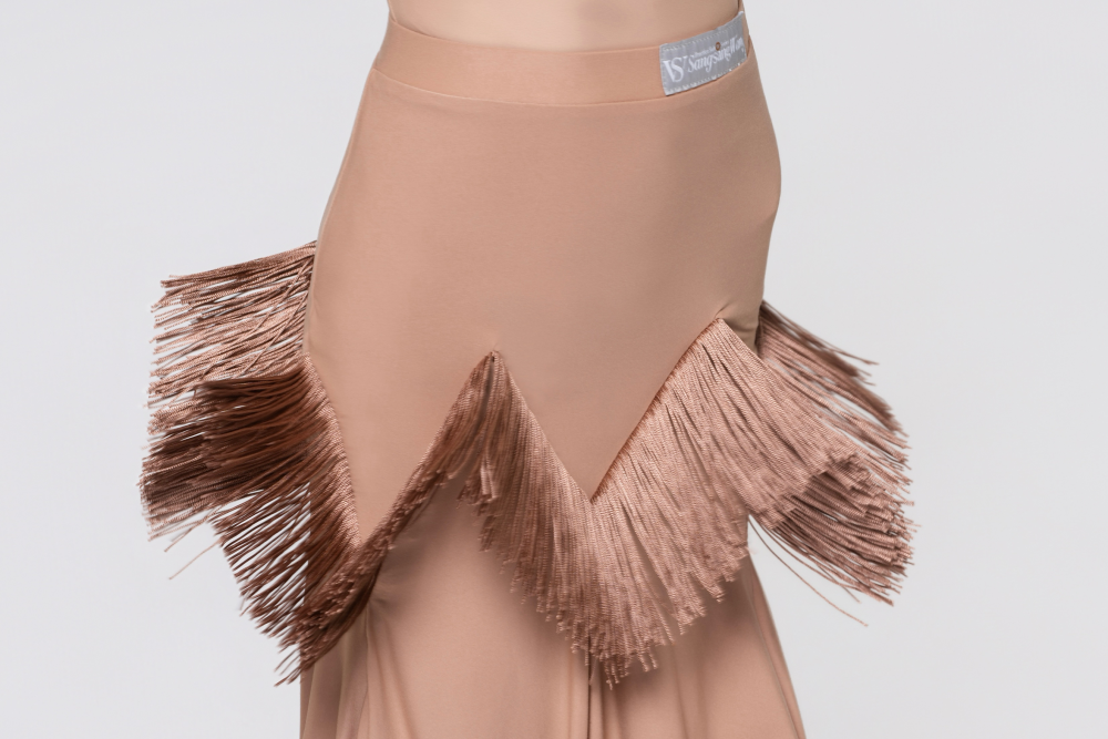 Girls' Barely-There Ultra-Lightweight Fringed Modern Skirt (Nude)