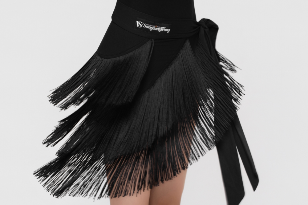 Girls' Barely-There Ultra-Lightweight Three-Layer Fringed Tie-Waist Skirt (Nude)