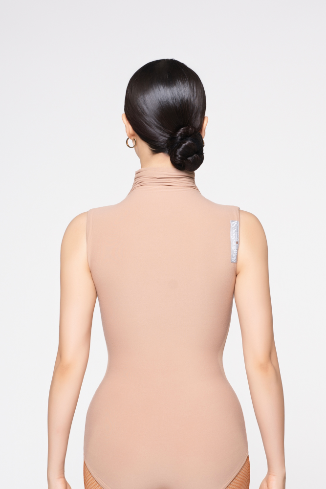 Women's Barely-There Ultra-Lightweight High-Neck Ruched Sleeveless Bodysuit (Nude)