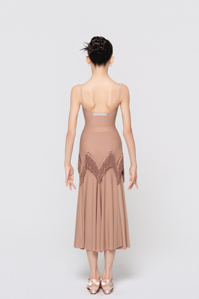Girls' Barely-There Ultra-Lightweight Fringed Modern Skirt (Nude)