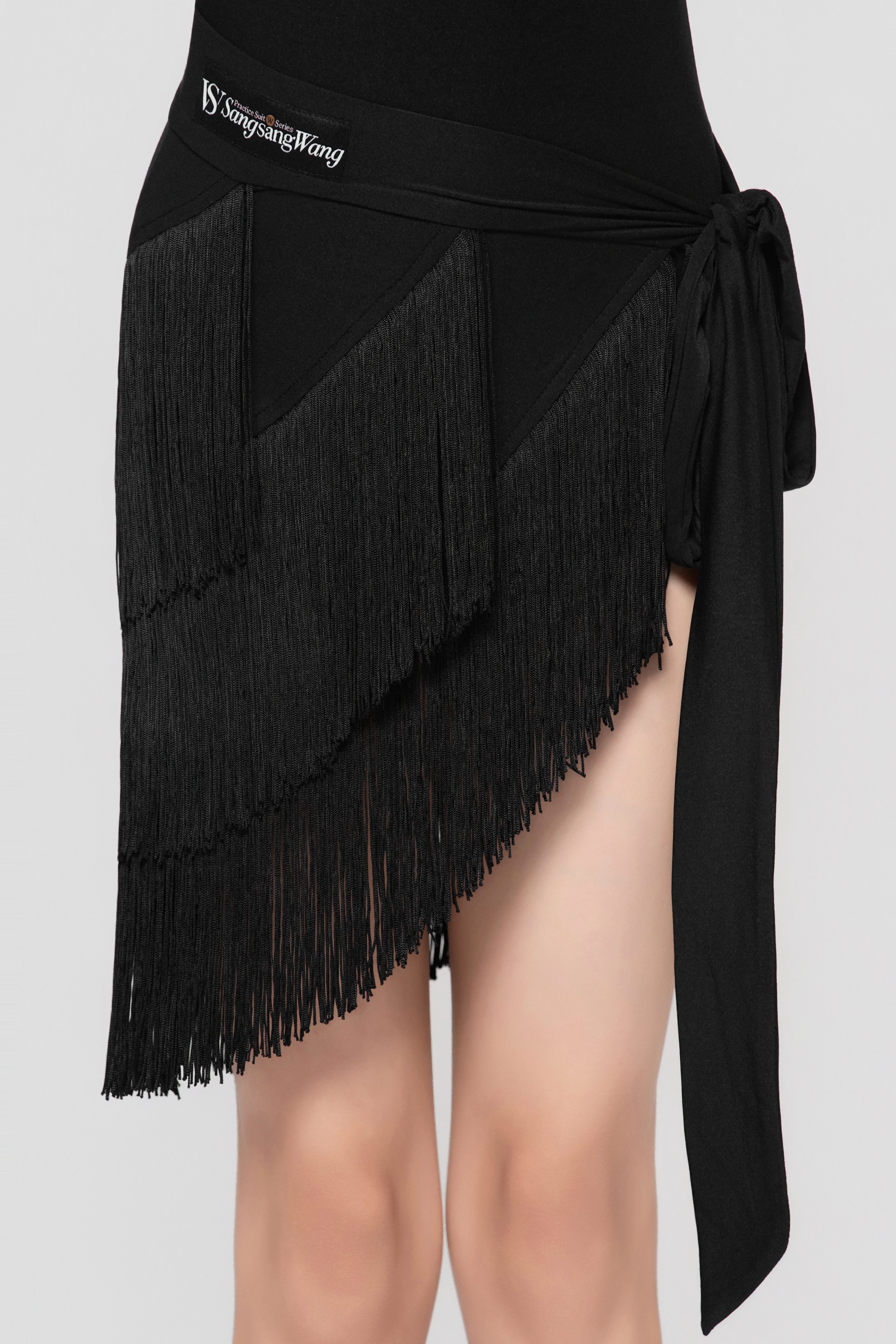 Girls' Barely-There Ultra-Lightweight Three-Layer Fringed Tie-Waist Skirt (Nude)