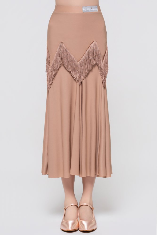 Girls' Barely-There Ultra-Lightweight Fringed Modern Skirt (Nude)