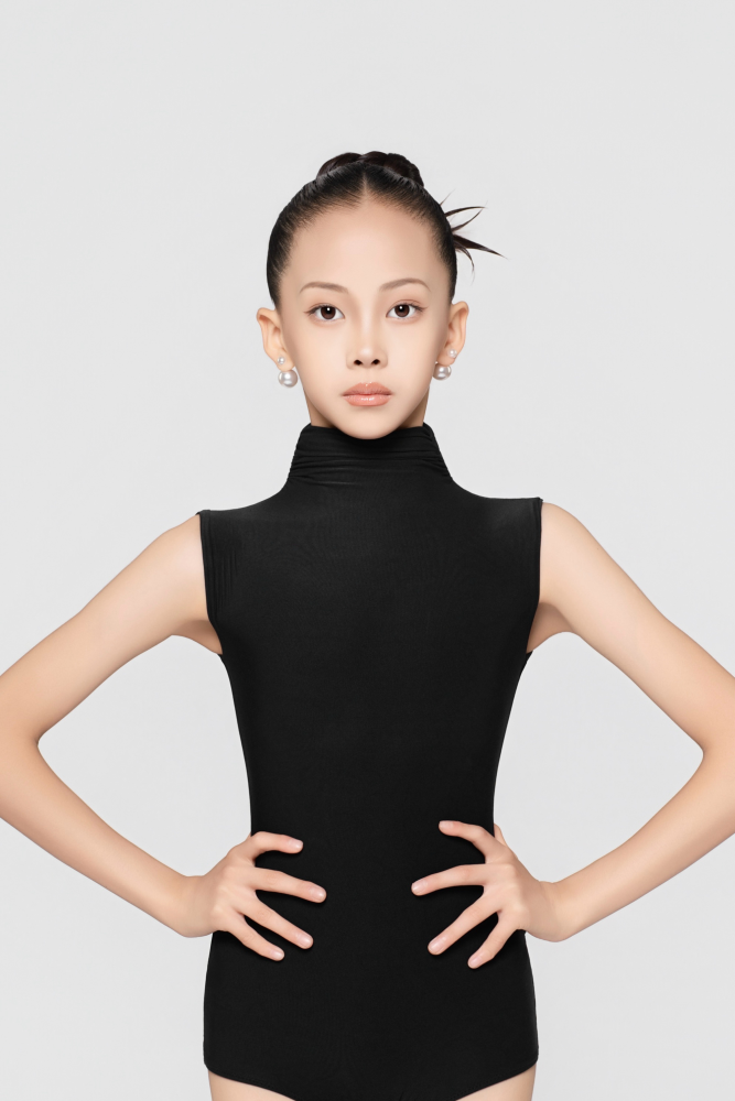 Girl's Barely-There Ultra-Lightweight High-Neck Ruched Sleeveless Bodysuit (Nude)