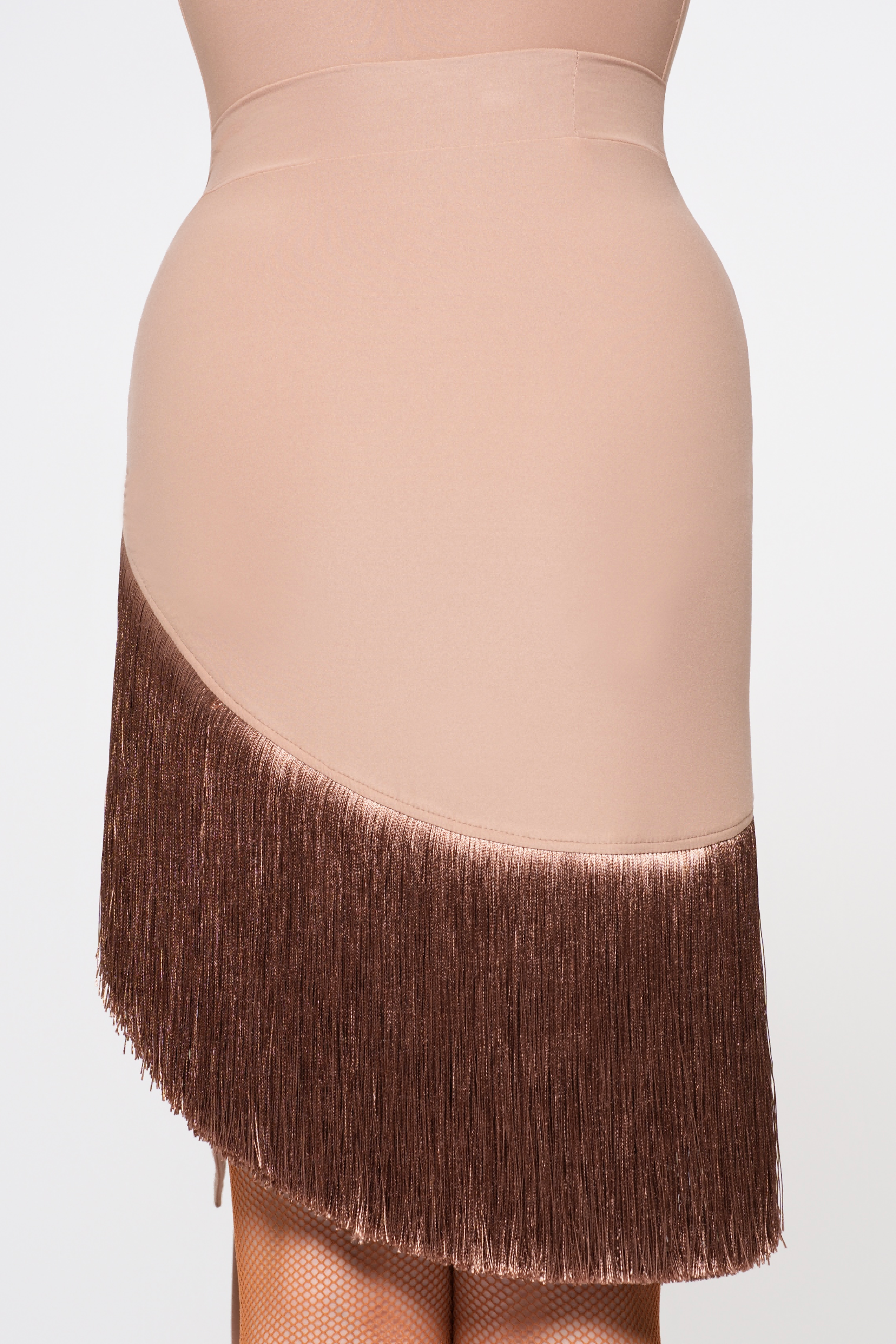 Women's Barely-There Ultra-Lightweight Satin-Finish Fringed Tie-Waist Skirt (Nude)