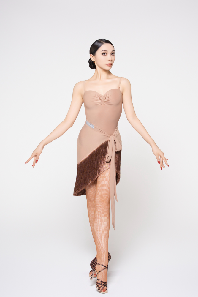 Women's Barely-There Ultra-Lightweight Satin-Finish Fringed Tie-Waist Skirt (Nude)