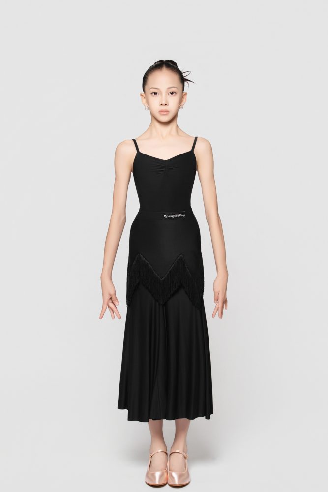 Girls' Barely-There Ultra-Lightweight Fringed Modern Skirt (Nude)