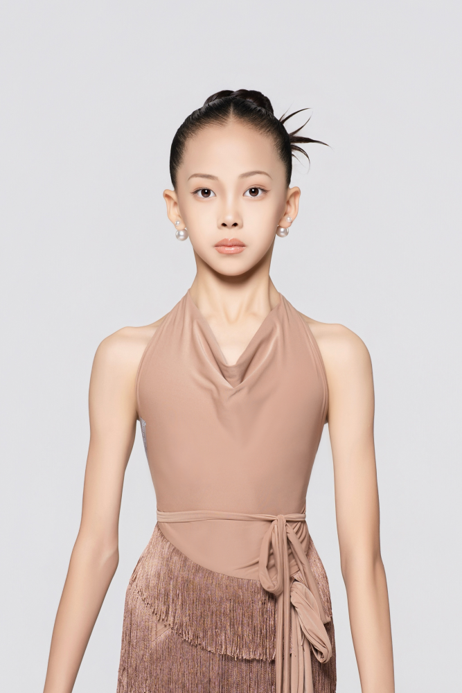 Girls' Barely-There Ultra-Lightweight Fringed Tie-Front Top (Nude)