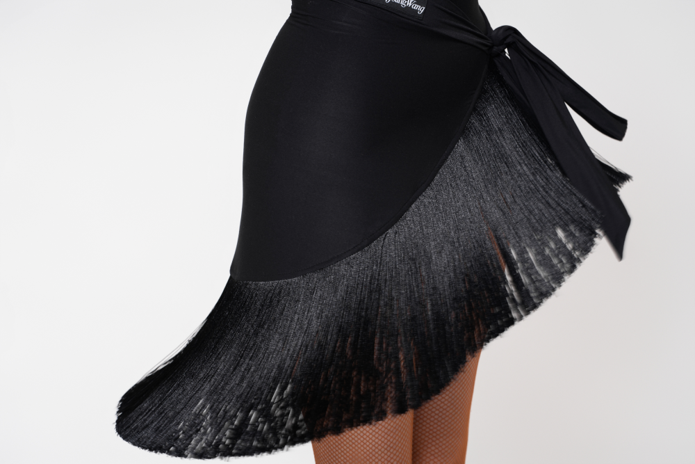 Women's Barely-There Ultra-Lightweight Satin-Finish Fringed Tie-Waist Skirt (Nude)