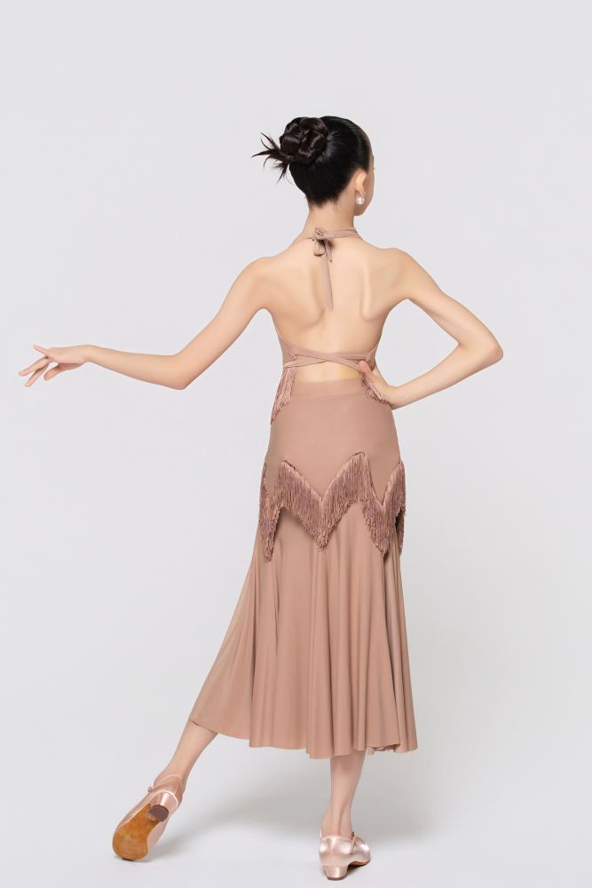 Girls' Barely-There Ultra-Lightweight Fringed Modern Skirt (Nude)