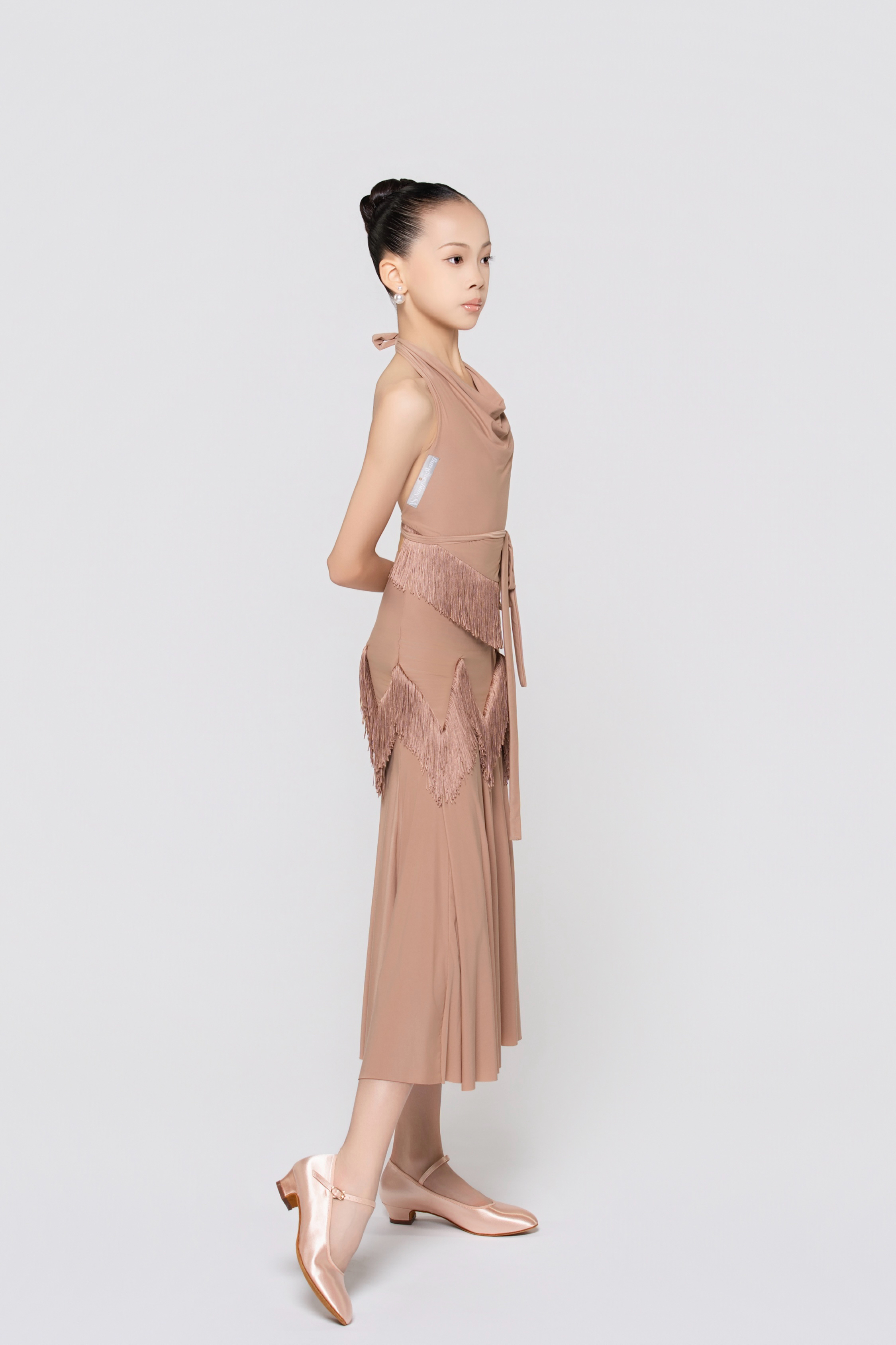 Girls' Barely-There Ultra-Lightweight Fringed Tie-Front Top (Nude)