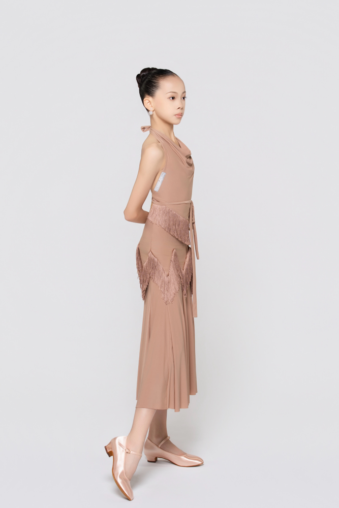 Girls' Barely-There Ultra-Lightweight Fringed Modern Skirt (Nude)