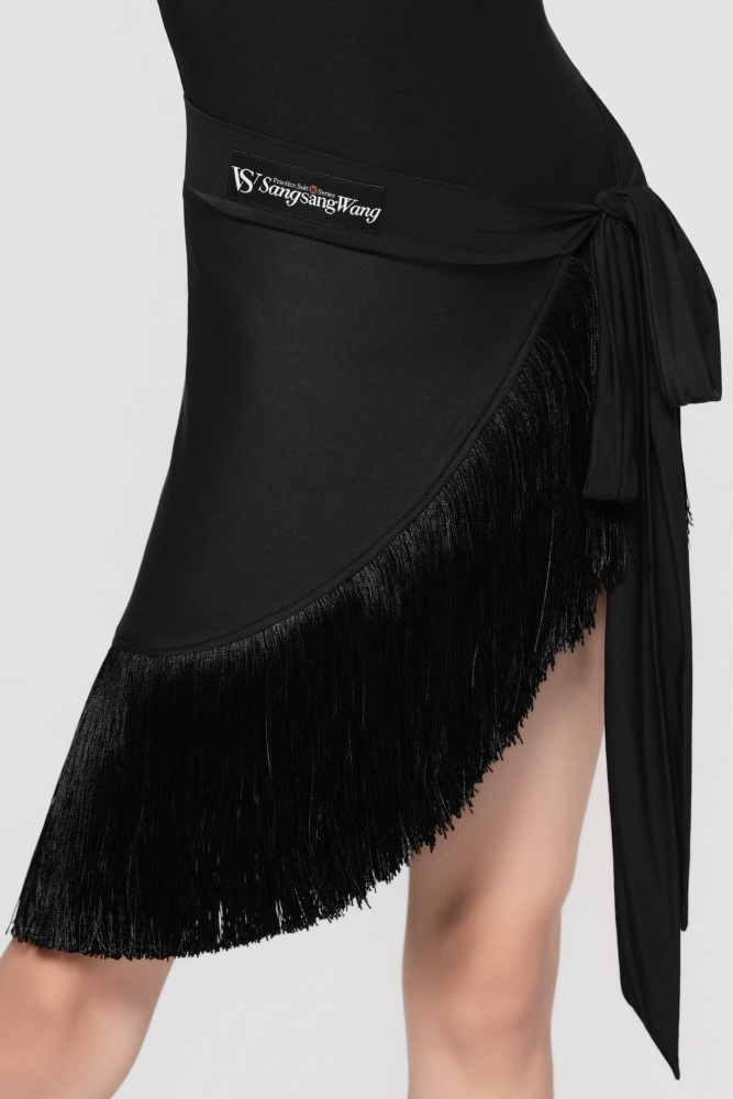 Girls' Barely-There Ultra-Lightweight Satin-Finish Fringed Tie-Waist Skirt (Nude)