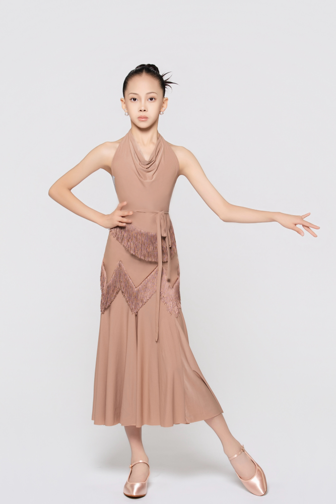 Girls' Barely-There Ultra-Lightweight Fringed Modern Skirt (Nude)