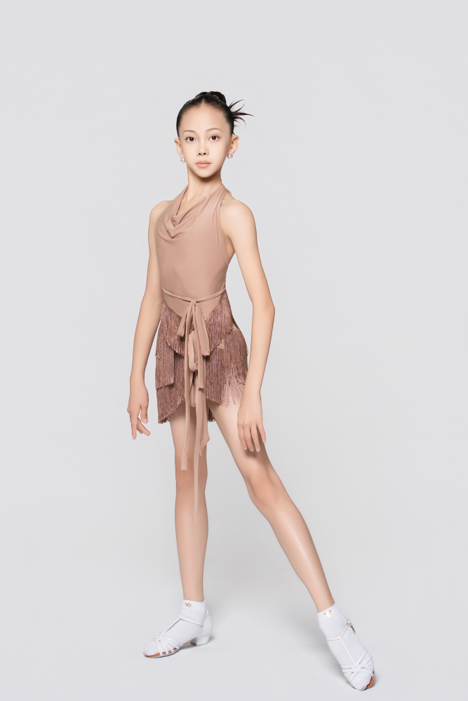 Girls' Barely-There Ultra-Lightweight Fringed Tie-Front Top (Nude)