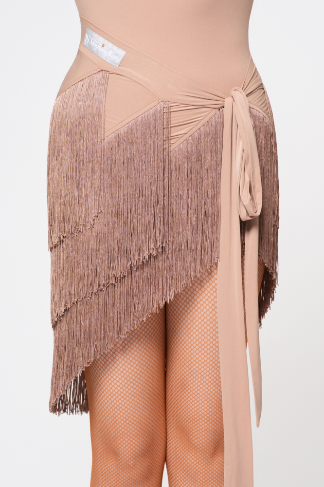 Women's Barely-There Ultra-Lightweight Three-Layer Fringed Tie-Waist Skirt (Nude)