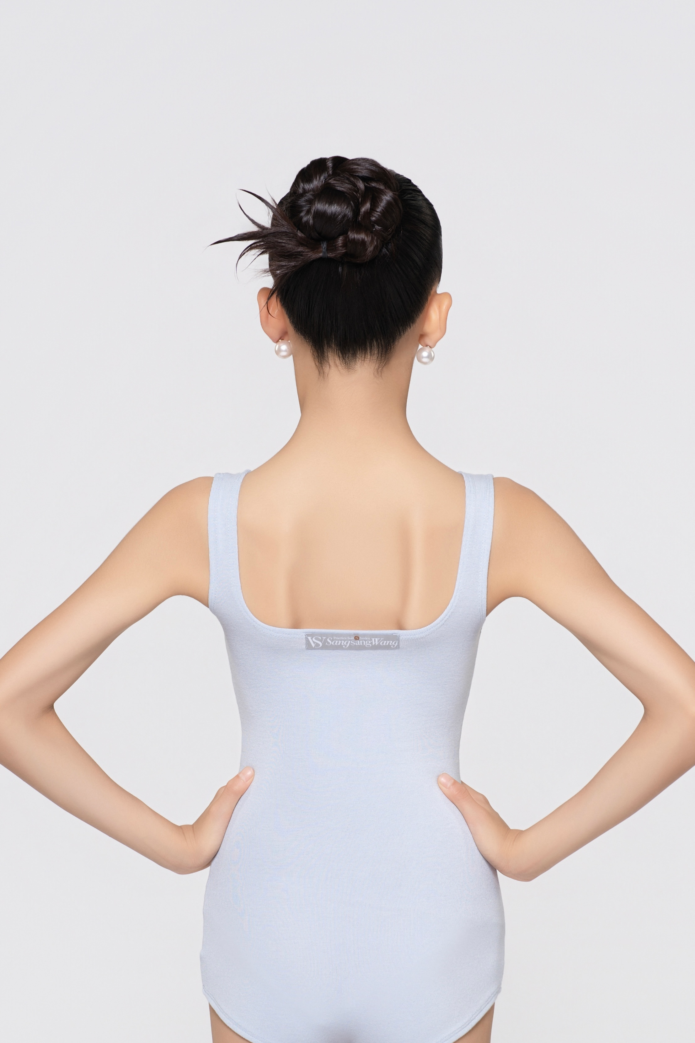 Girls' "Send You a Little Blue Flower" Ribbed Sleeveless Jumpsuit (Light Blue)