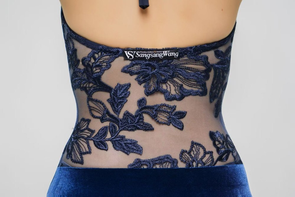 Women's Rose Embroidery Two-Flower Halter Bodysuit（Chick Yellow）#250808