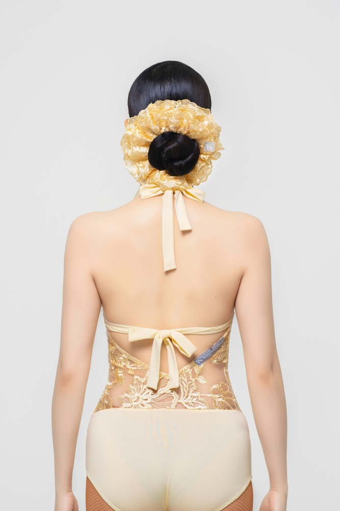 Women's Rose Embroidery Hair Scrunchie（Chick Yellow）