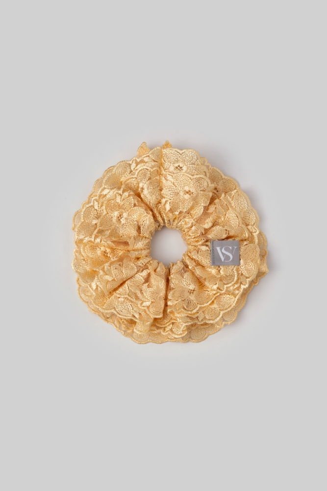 Women's Rose Embroidery Hair Scrunchie（Chick Yellow）