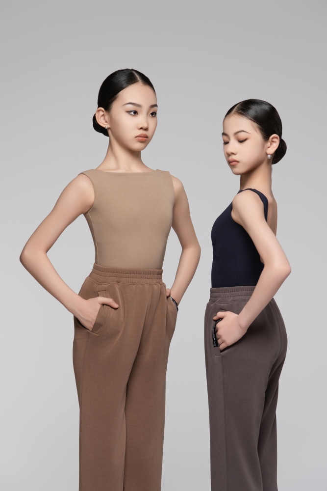 Girls' Fine Ribbed Off-the-Shoulder Sleeveless Bodysuit (Nude)