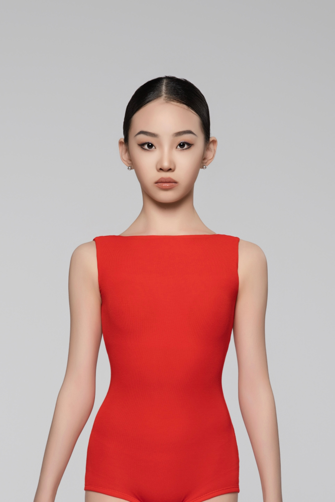 Girls' Fine Ribbed Off-the-Shoulder Sleeveless Bodysuit (Nude)