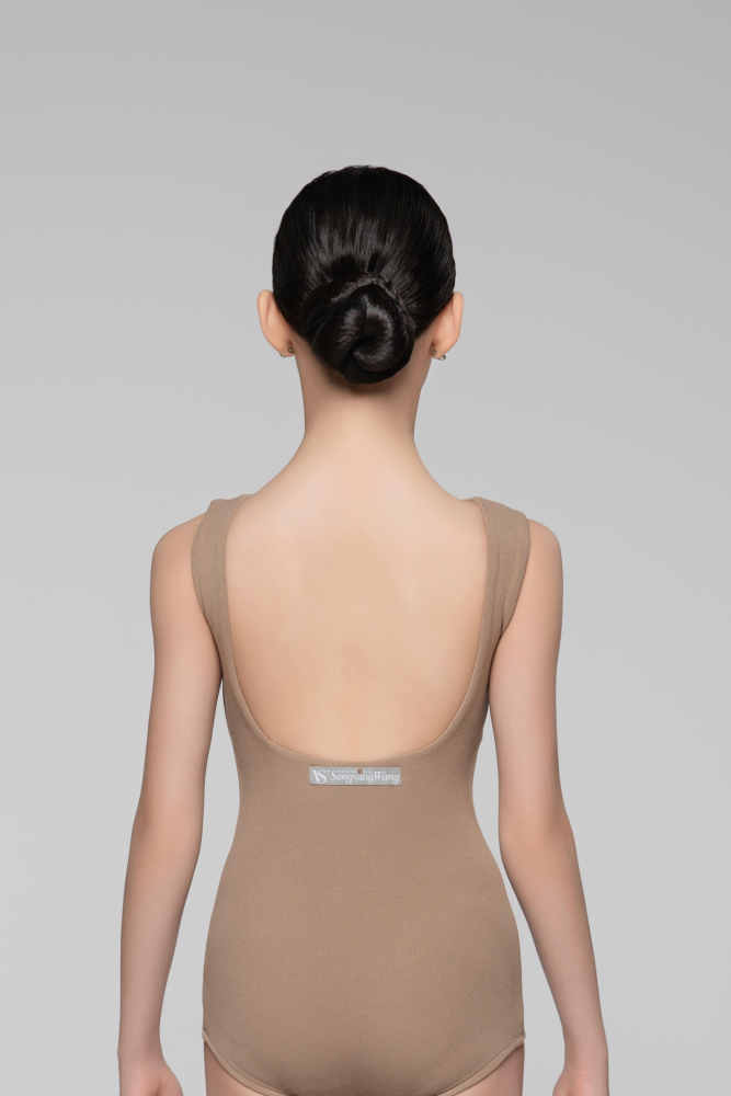 Girls' Fine Ribbed Off-the-Shoulder Sleeveless Bodysuit (Nude)