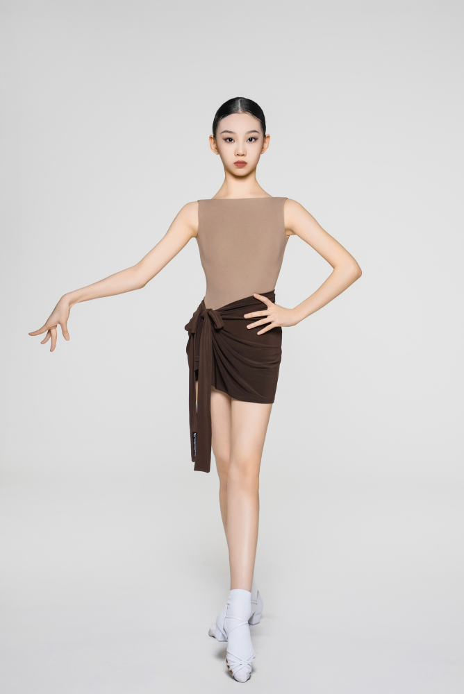 Girls' Fine Ribbed Off-the-Shoulder Sleeveless Bodysuit (Nude)