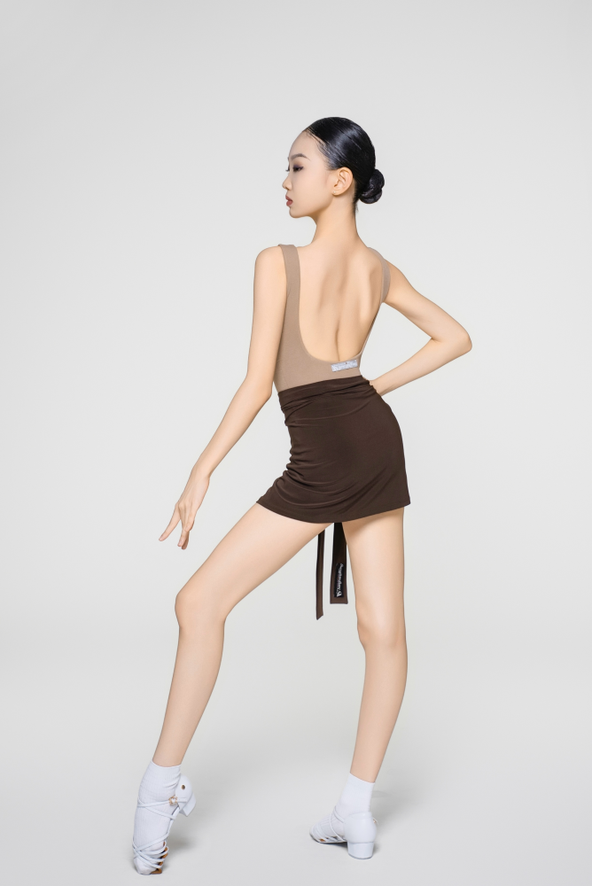 Girls' Fine Ribbed Off-the-Shoulder Sleeveless Bodysuit (Nude)