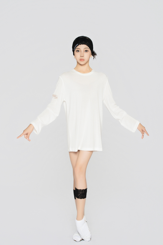Boys' Frayed Hem Round Neck Top (White)