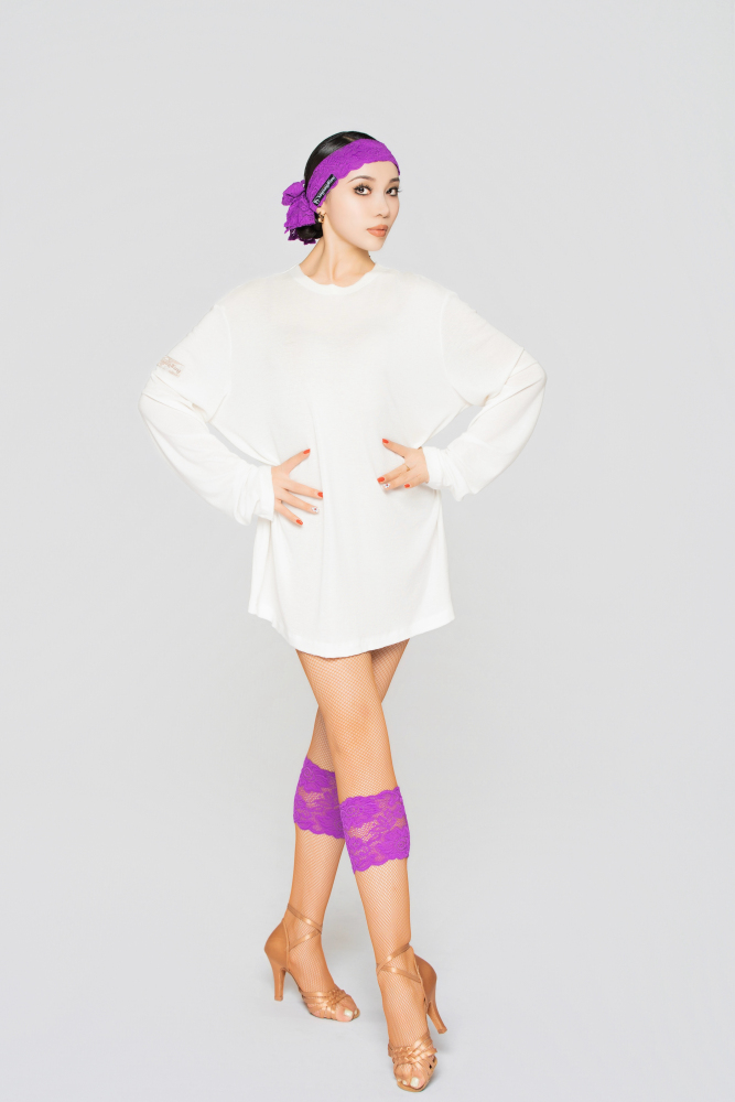 Women's Rose Lace Leg Accessory & Hair Belt 2-in-1 (Romantic Purple)