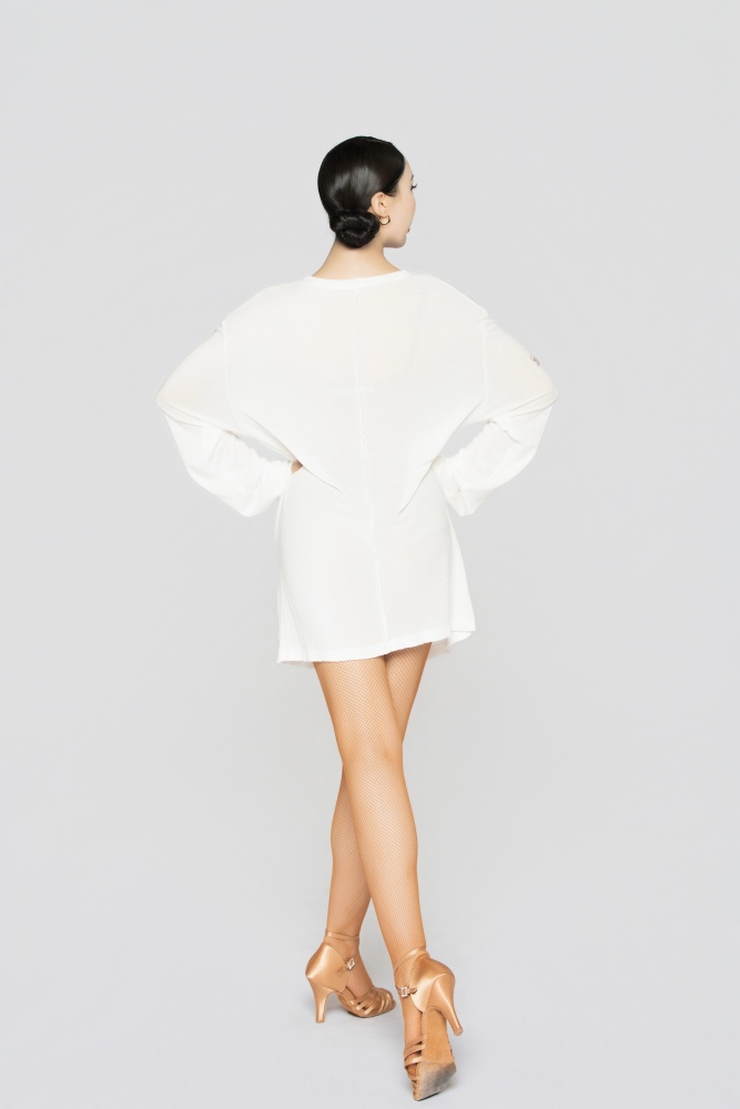 Men's Frayed Hem V Neck Top（White）