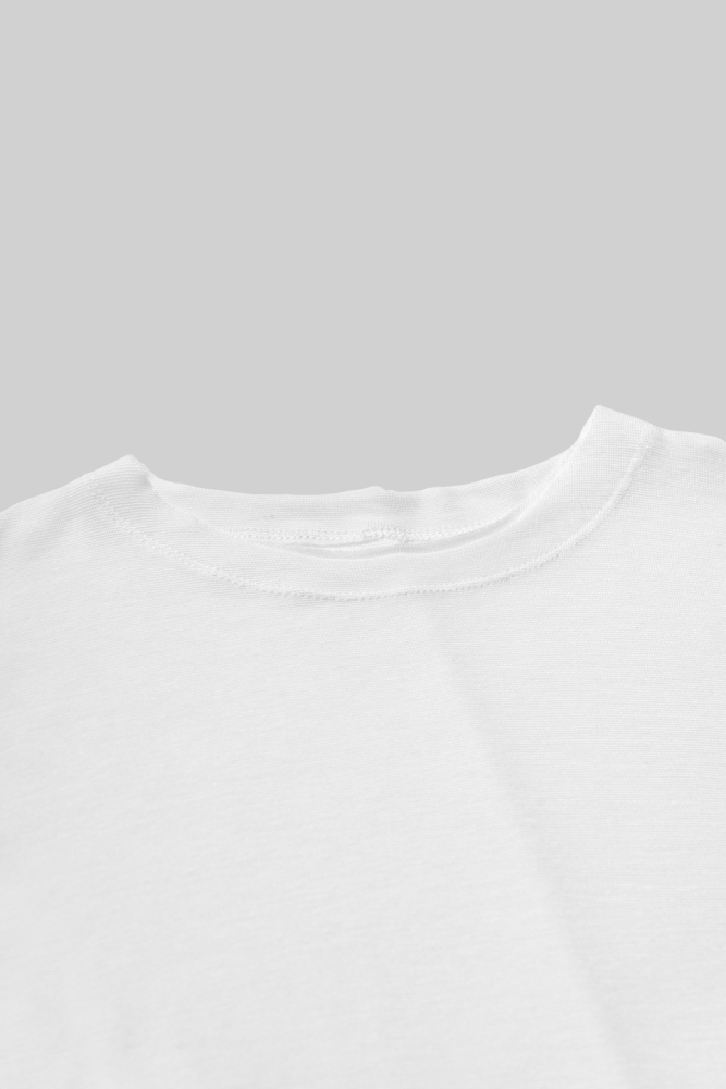 Boys' Frayed Hem Round Neck Top (White)