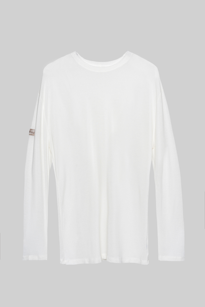 Men's Frayed Hem Round Neck Top（White）