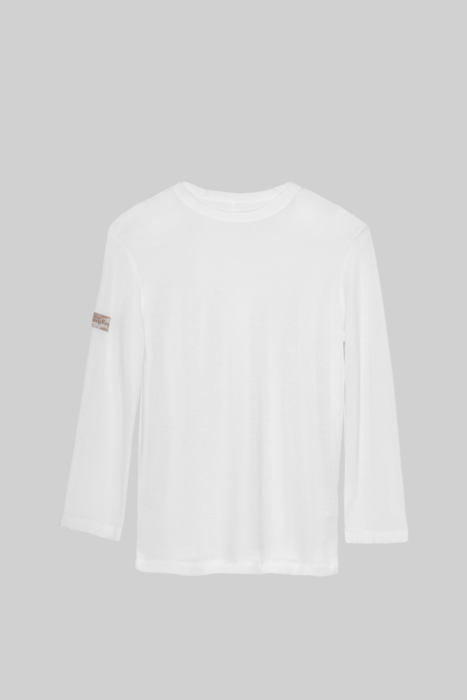 Boys' Frayed Hem Round Neck Top (White)
