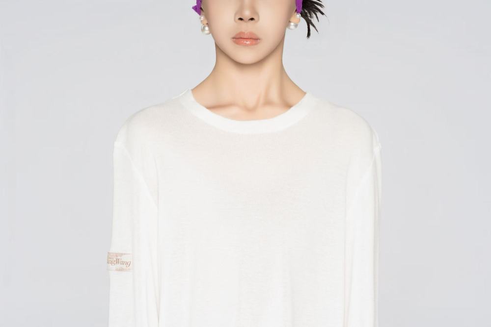 Boys' Frayed Hem Round Neck Top (White)