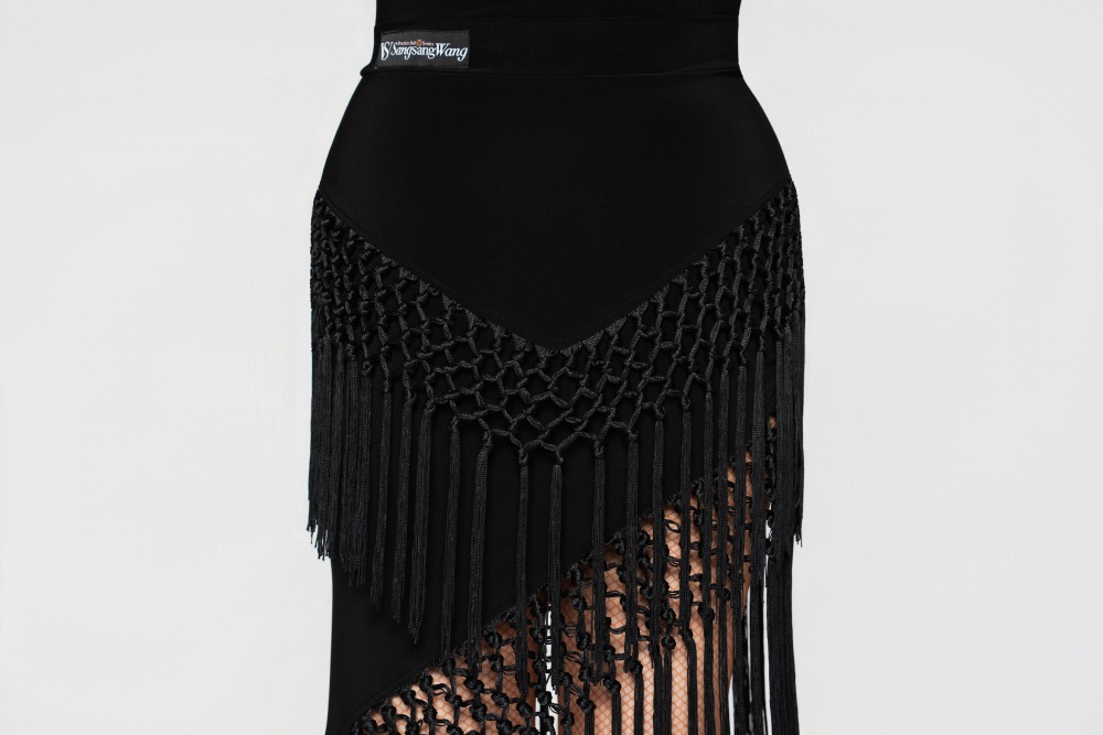 Women's Handmade Tassel Long-sleeve Dress (with chest pad/Lipstick Pink)