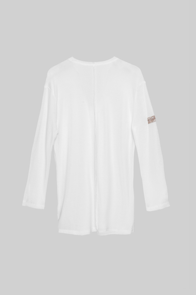 Boys' Frayed Hem V Neck Top (White)