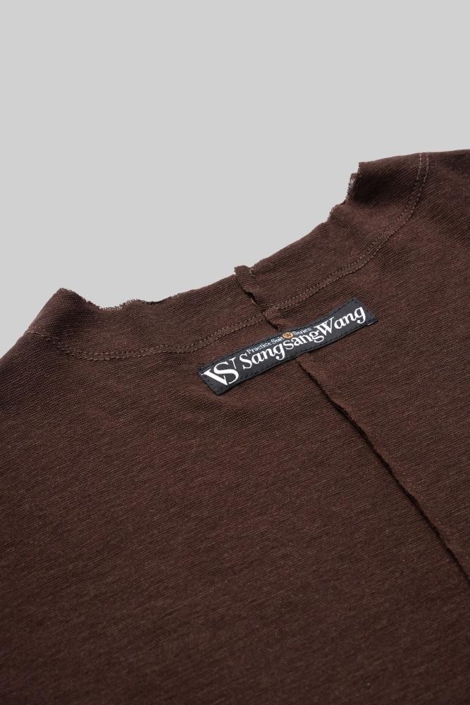 Men's Frayed Crew Neck Short-Sleeve Top (Black)