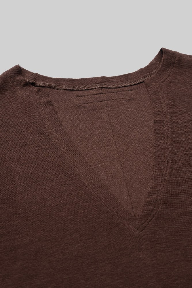 Boy's Frayed V-Neck Short-Sleeve Top (Black)