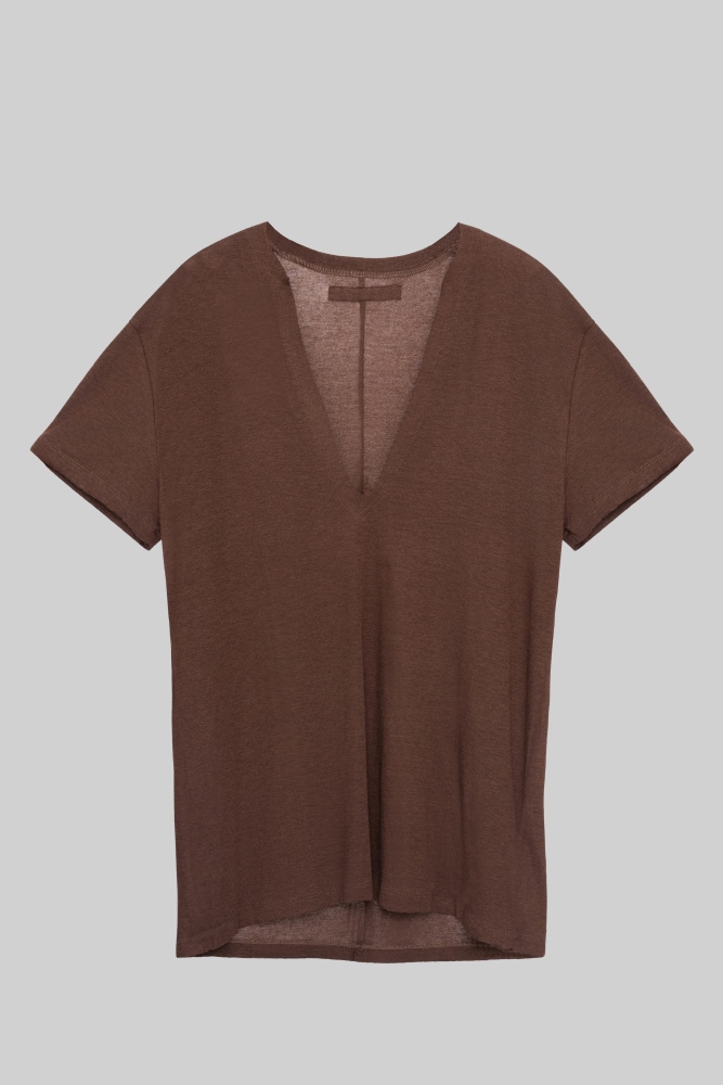 Men's Frayed V-Neck Short-Sleeve Top (Black)