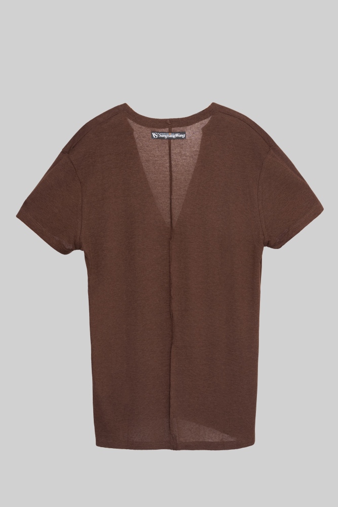 Boy's Frayed V-Neck Short-Sleeve Top (Black)